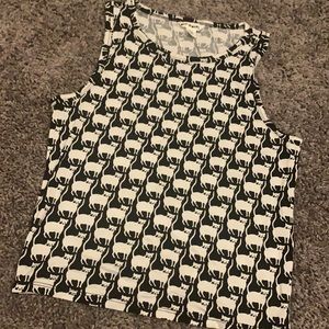 Map to Mars Black & White Cat Tank Crop Top